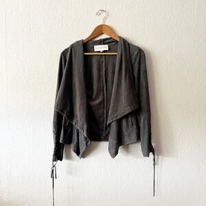 Cupcakes and Cashmere Faux Suede Jacket Womens XS Gray Business Work Minimalist